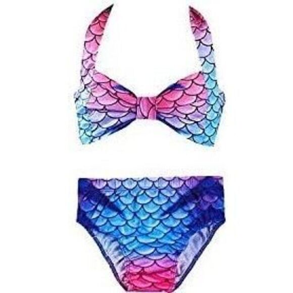 Mermaid bikini rainbow bikini size 6-7 years 3 piece set - Picture 1 of 6